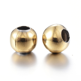 10 x  RVS 304 metalen kralen 8mm gat: 2,5~3mm goudkleur