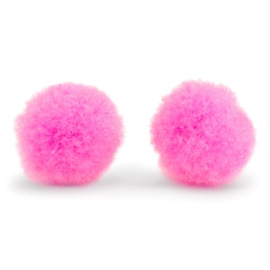 5 x Pompom bedel 8mm Neon pink ~zonder oogje