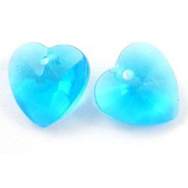 2 x Kristal facet Hanger hart hemels blauw 10mm