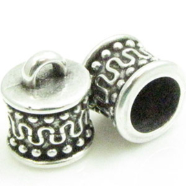 1 x DQ metaal eindkapje antiek zilver kleur ca. 10 x 8mm Ø6mm oogje 2mm (Nikkelvrij)