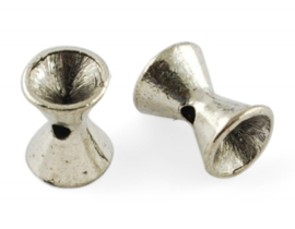 10 x  metalen antiek zilver kleur diabolo kraal 10 x 8,5 x 8,5mm gat: 2mm geschikt voor 6mm puntsteen