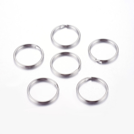 5 x Sleutelhanger ring RVS Ø 25 x 1,5 mm
