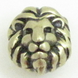 DQ metaal kraal Lion 10mm geel koper kleur gat 1,5mm (nikkelvrij)
