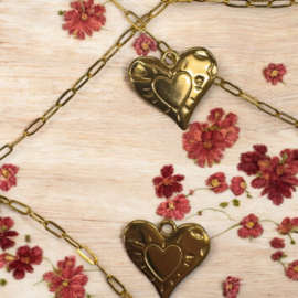 1 x Ion Plating (IP) RVS 304 hart bedel Real 18k Gold Plated, 24 x 25,5 x 2mm oogje 3mm