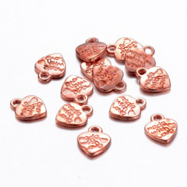 10 x Tibetaans zilveren made with love bedeltje 12,5mm x 10mm rose gold ♥