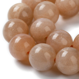 10 x edelsteen kralen van Sunstone (Zonnesteen) – 10 mm – kleur oranje/brons – gat ca. 1 mm