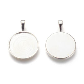 Cabochon houder setting rond tray Ø 25mm oogje: 4mm platinum kleur