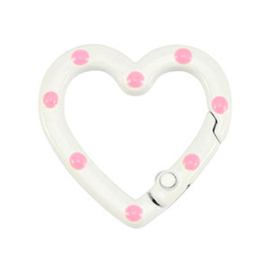 1 x Gekleurde onderdelen sleutelhanger hart White-pink ca. 25x26x4mm