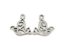 6 x metalen bedel van een duif antiek zilverkleur 16 x 15 x 1mm Gat: 2mm