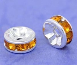 50 x Verzilverde Kristal Rondellen 8 mm of 6mm Licht bruin