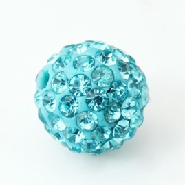 2 x Shamballa kralen polymer clay strass kralen 8mm gat: 1mm Aquamarine