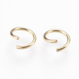 25 x Gold Plated 18 K buig ringetjes 4 x 0,7mm RVS