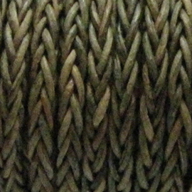 1 x Rol DQ leer gevlochten vierkant  4 x 4 mm Nature Olijf Groen per 5 meter