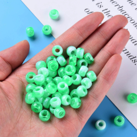 15 x Two tone acryl kralen rondellen 11 x 8 mm – gat 5 mm – Medium Spring Green