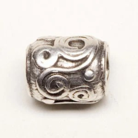 1x DQ metaal kraal met groot gat ca. 10 x 8mm Ø4,5mm antiek zilver kleur (Nikkelvrij)