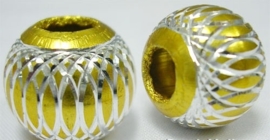 10 x Prachtige aluminium kraal 14mm geel