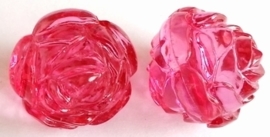 Per stuk Luxe kunststof kraal roos Transparant fuchsia 25 mm Gat: 3 mm