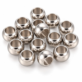 50 x RVS 316 Chirurgisch roestvrijstalen knijpkralen rondel 2 x 1,5 mm – gat 1 mm – RVS kleur