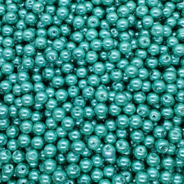 30 x glasparels 8mm gat c.a. 1mm kleur zee groen