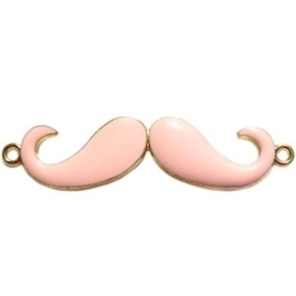 2 x Bedel goud 2 ogen moustache snor large light peach ca. 55 x 13 mm