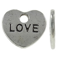10 x metalen hart labeltjes "love"  10 x 9 x 1mm Gat: 1mm ♥