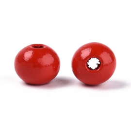 20 x Houten kralen rond 8 x 7 mm – gat 2 mm – Red