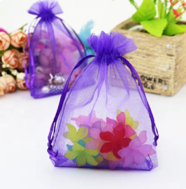 c.a. 50 x Organza zakjes 9 x 12 cm paars