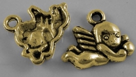 4 x Tibetaans zilveren Engel 13 x13 x 3mm gat 2mm goud