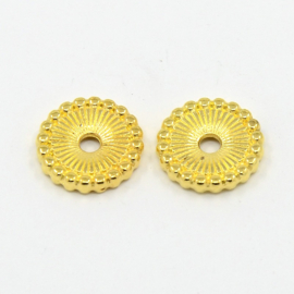 5 x Metalen schijf kralen spacer disc 12 x 2 mm – gat 2–2,5 mm – goudkleur (Nikkelvrij)