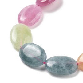 10 x Edelsteen kralen Malaysia Jade ovaal 18 x 13 x 5 mm – gat 1 mm – gemengd