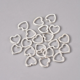 10 x Tibetaans zilveren gesloten ringen hartvorm  10 x 10mm x 1mm