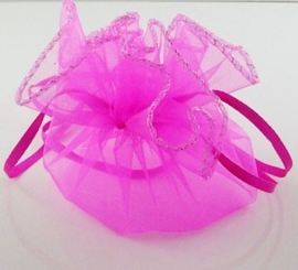 10 x ronde organza zakje fuchsia effen, Ø 26 cm  (op is op!)