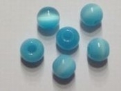 20 Stuks Glaskraal rond cat-eye aqua-blauw 5 mm
