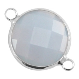 Crystal glas tussenstukken rond 16mm Light grey opal-Silver  (Nikkelvrij)