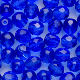15  x ronde Tsjechische kralen facet kristal 7mm kleur: blauw gat: 1mm