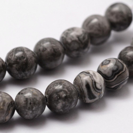 10 x  edelsteen kraal van Picasso stone jasper 8mm gat: 1mm grijs