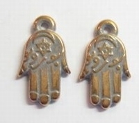 10x koper-roze/zilver metallook hanger gelukshandje 22 mm Hamsa hand van Fatima