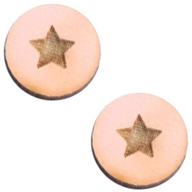 2 x Houten cabochon basic 12 mm star small Peach Pink