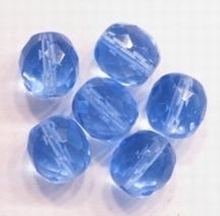 10 x Glaskraal facet kristal rond saphire 10 mm