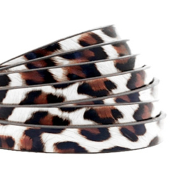 1 meter plat 5mm imi leer leopard print White-brown