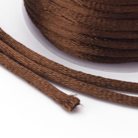 Rol met 30 meter satijn koord Nylon Marcramé koord 1mm kleur coconut brown