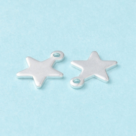 5 x RVS 304 Metaal bedels ster Antiek zilverkleur 10 x 8 x 0,8mm oogje: 1,4mm
