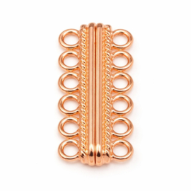 1 x Luxe magneetsluiting voor 5 rijen 33 x 17 mm – oogjes 2,5 mm – rose gold kleur (rosegoud)