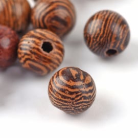 20 x houten kralen rond naturel 6 ~ 6,5mm coconut brown gat: 1,5mm