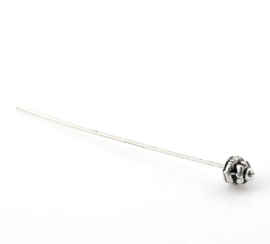 10 x Bloemen nietstiften 54 x 0,7 mm Antiek zilver kleur (Nikkelvrij)