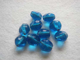10 stuks heldere middenblauwe glaskraal rotsvormig grootte 14 x 12mm Gat: 2mm