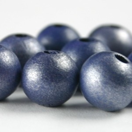 20x Hout kraal 8 mm Dark Blue Silver Ibiza