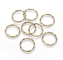 10 x gesloten tussenzetsel ring  geel koper kleur 22 x 1,5mm, diameter 18,5mm