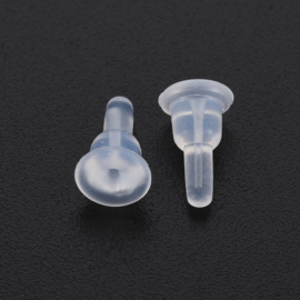 4  x Siliconen oordopjes met volledige afdekking, achterkantjes voor oorstekers, transparant, 10x6x6 mm, gat: 0,7 mm