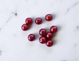 15 x Transparante DQ Glasparel – 10 mm – Kleur Ruby – Gat ca. 1 mm